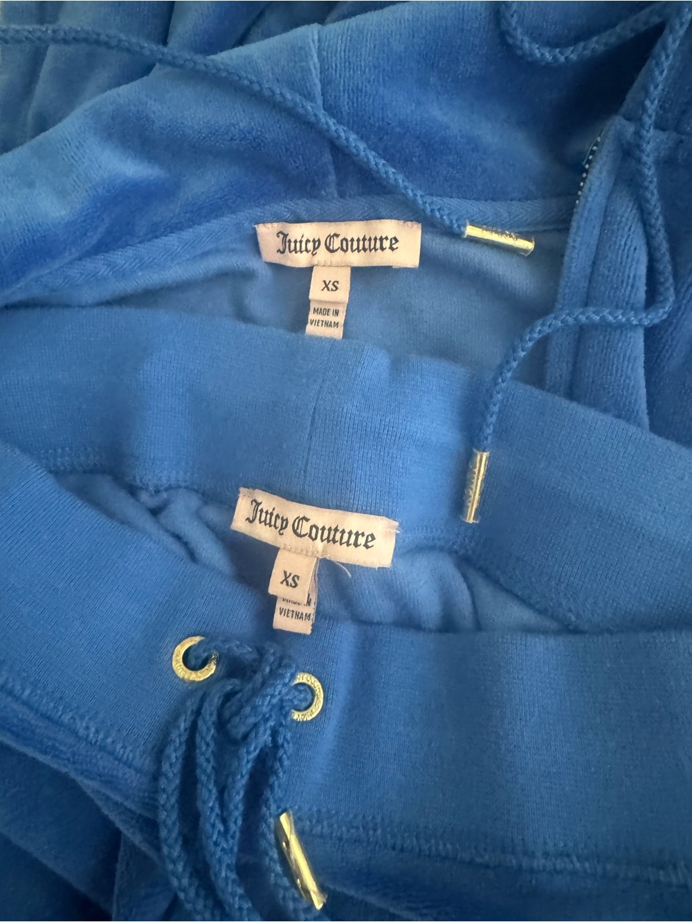 Vintage 2YK JUICY COUTURE Royal Blue Velour Zip Hoodie & Pants Tracksuit XS - Picture 3 of 6